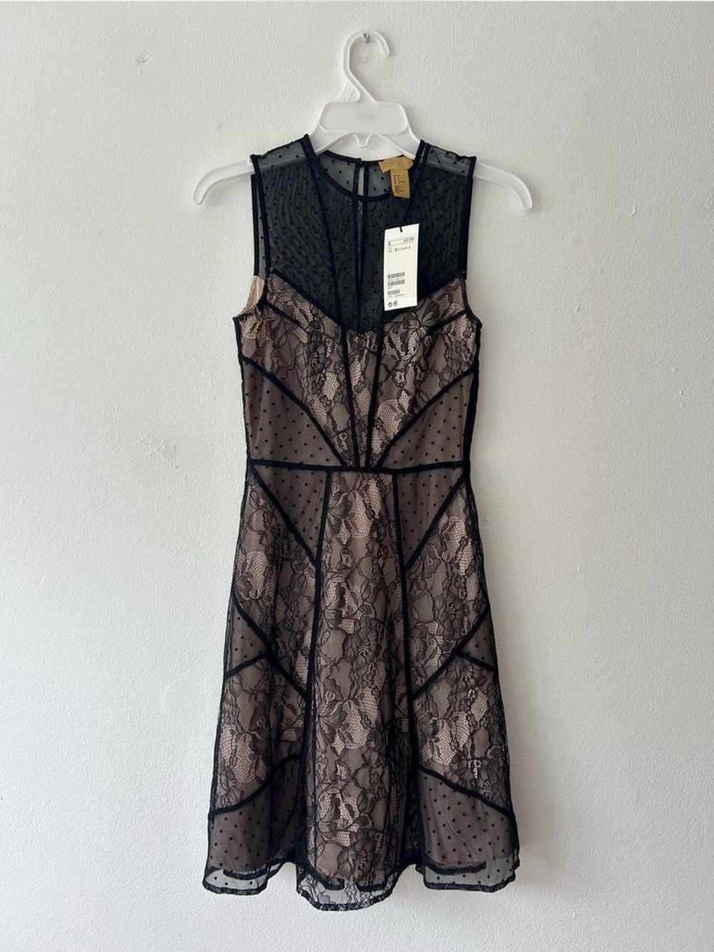 H&M Floral Lace Mini Dress Black & Pink US 2 NWT